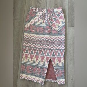 Free People Geometric Pencil Skirt - Pink, Gray, Yellow